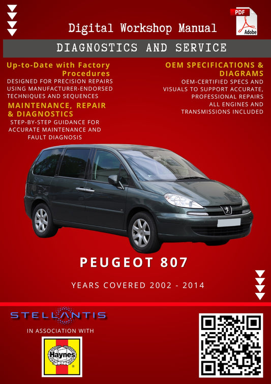 Peugeot 807 Digital Workshop Repair & Maintenance Manual