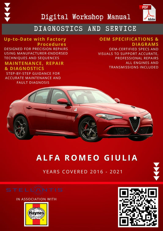Alfa Romeo Giulia Digital Workshop Repair & Maintenance Manual