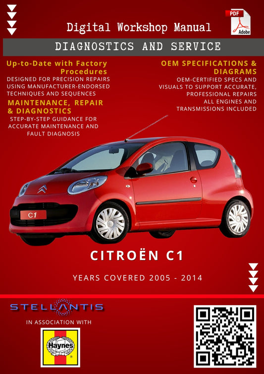 Citroën C1 Digital Workshop Repair & Maintenance Manual